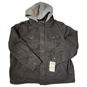 Levi's Men's 2XL Black Sherpa Lined Military Jacket – Hooded